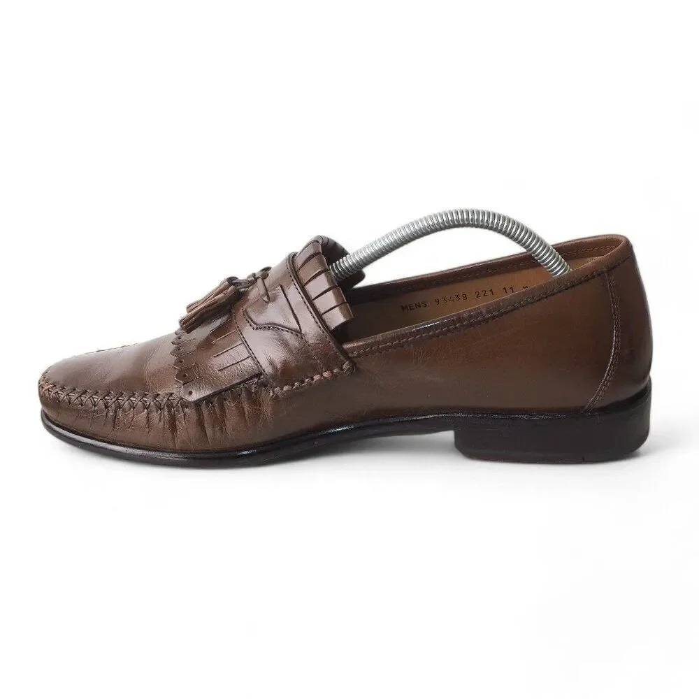 Brass‎ Boots Tassel Kiltie Slip-on Moc Toe Leather Loafers 93438 Brown Men's 11M